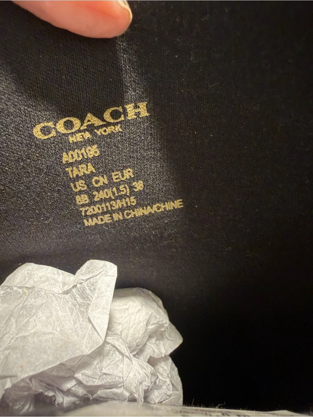 Coach Black Rain Boots with Tan Strap and Gold Accent